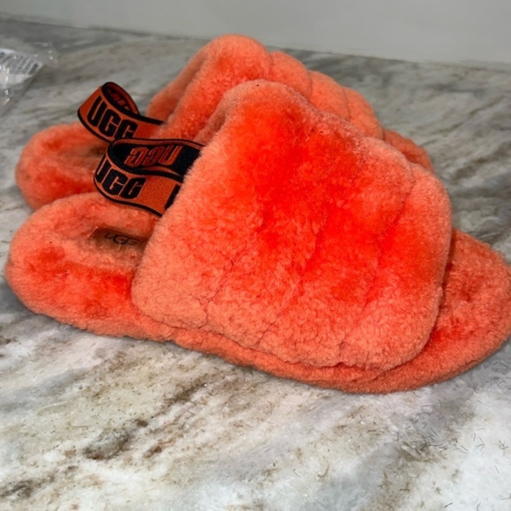 Ugg Hazard Orange Fluff Yeah Ugg Slingback Slipper size 3